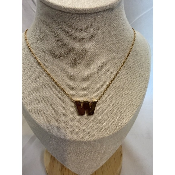 Gold Tone Avon Letter " W " Chain Fashion Necklace 9 Inches - Picture 1 of 6